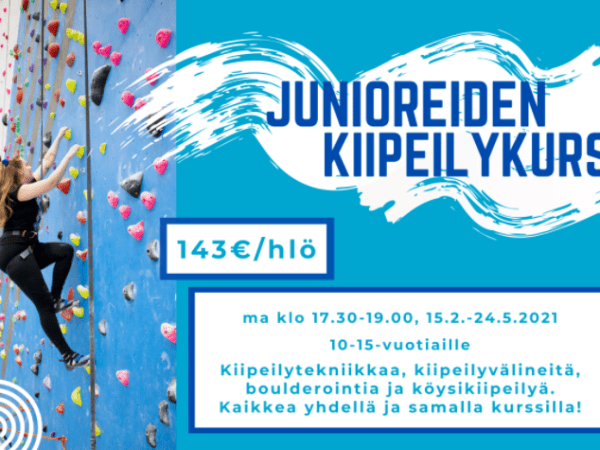 Junioreiden kiipeilykurssi Saimaa Stadiumilla keväällä&nbsp;2021