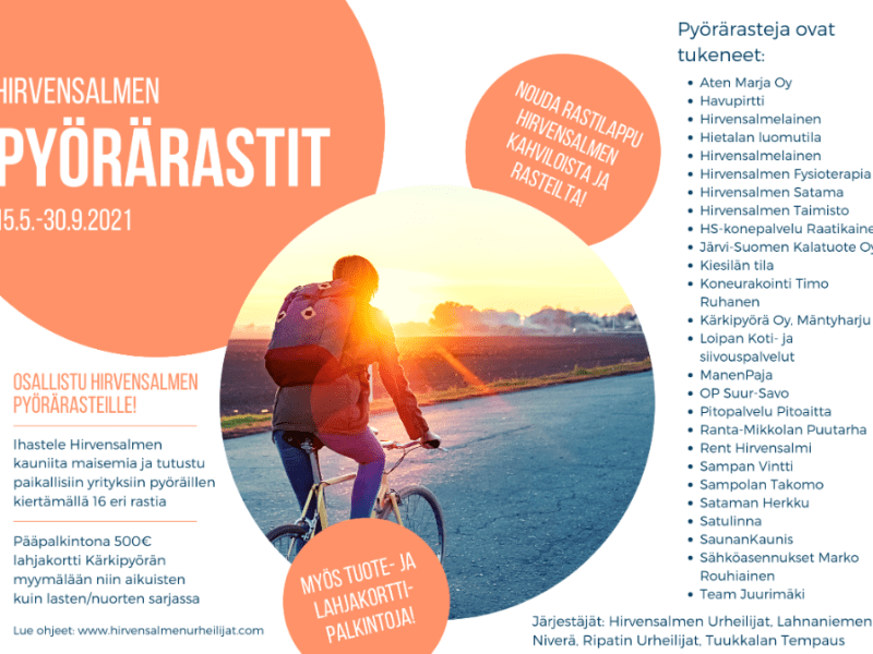 Hirvensalmen pyörärastit alkavat&nbsp;15.5.